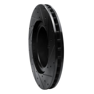 Tesla Model S Brake Rotor (1) - Front Left - R1 Concepts - Drilled & Slotted - Black - `12-`21